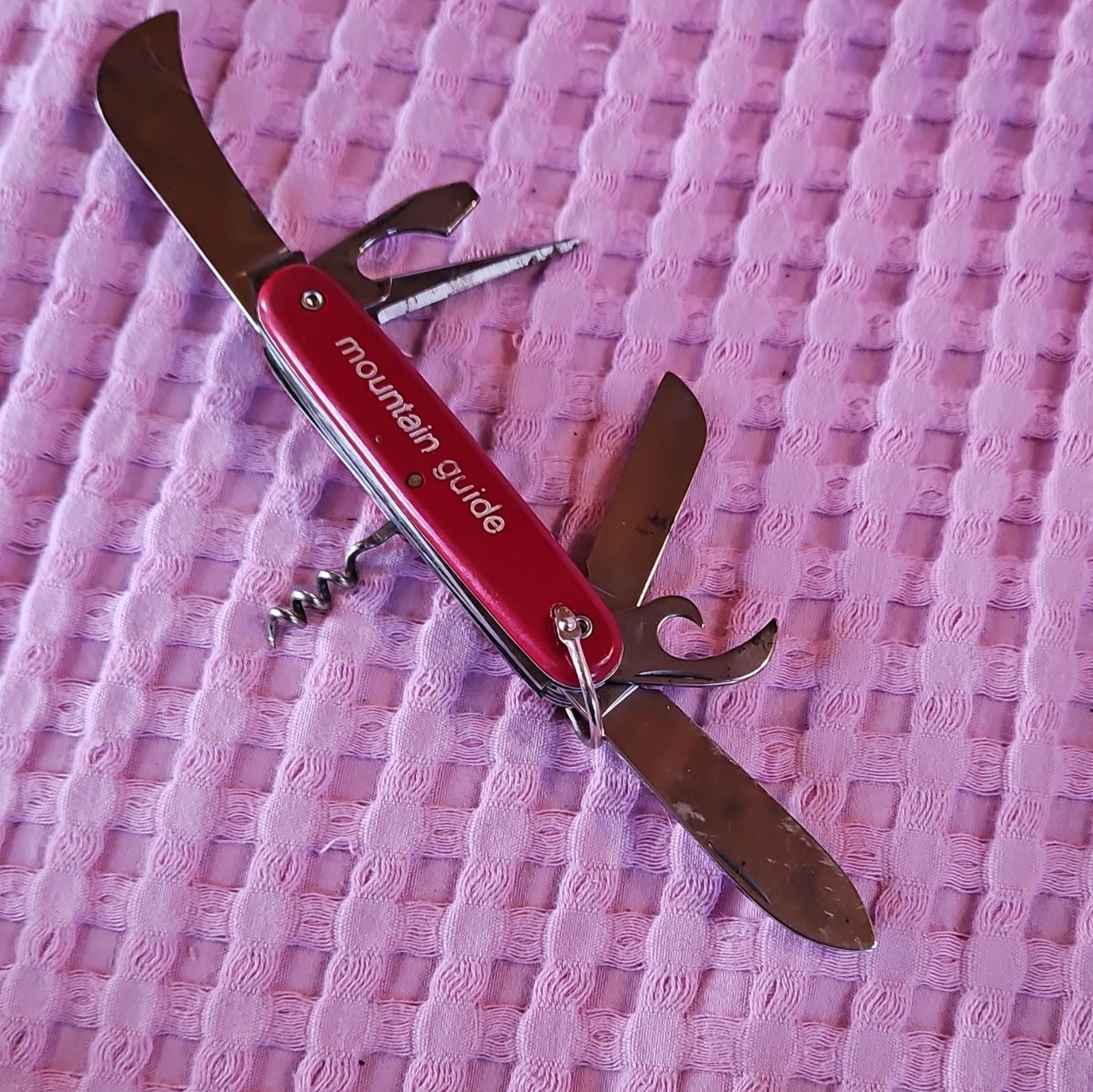 Colonial Mountain Guide Red Multi-Tool Knife High Carbon Steel 6 Tools