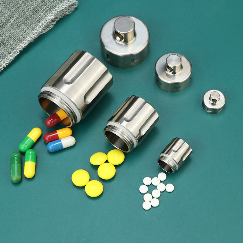 EDC Titanium Alloy Pill Case Holder Container Waterproof Keychain Pendant Gift