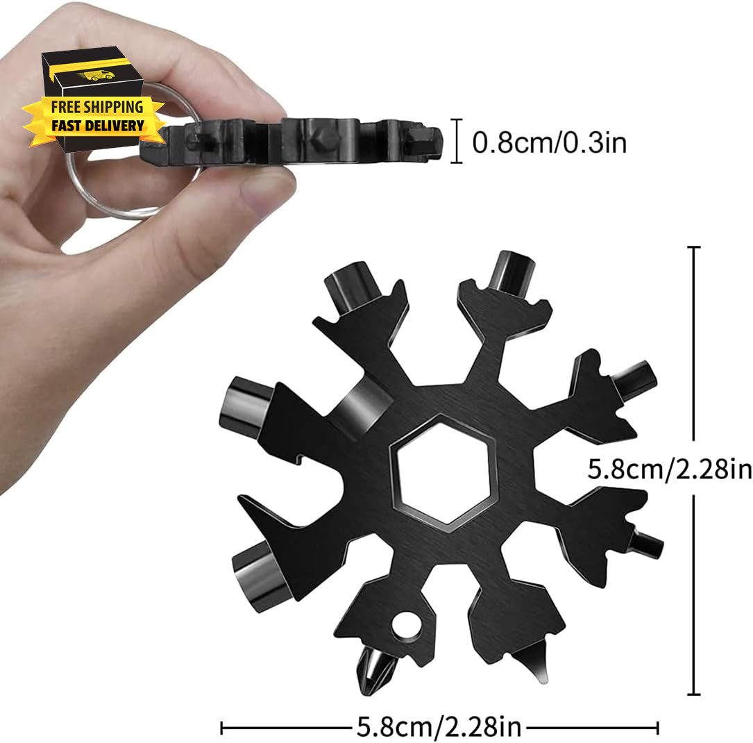 18 in 1 Snowflake Multi Tool for Man,Stainless Steel Snowflake Multitool Stockin