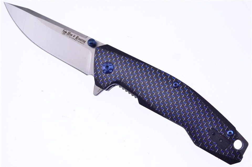 Hen & Rooster HRI-300 Carbon Fiber – Ball-Bearing Linerlock, 3.0″ D2 Blade