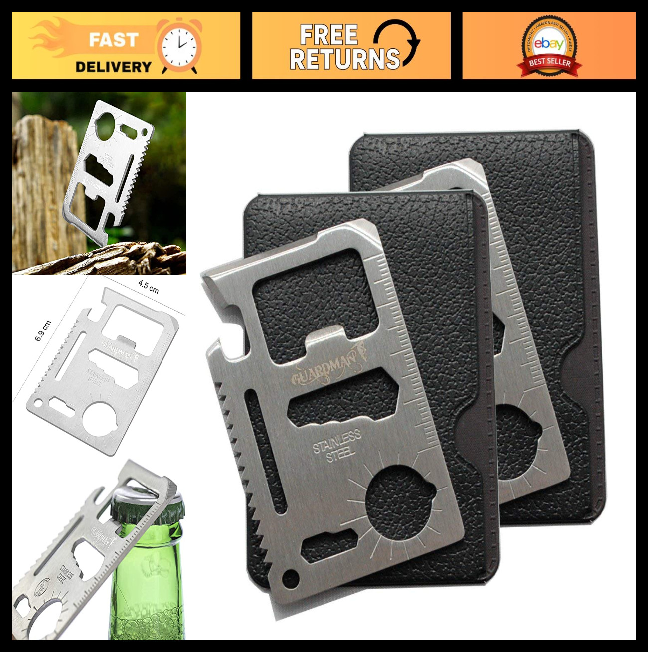 2-Pack 11-in-1 Credit Card Multitool Wallet – Tactical Survival Tool for Dad