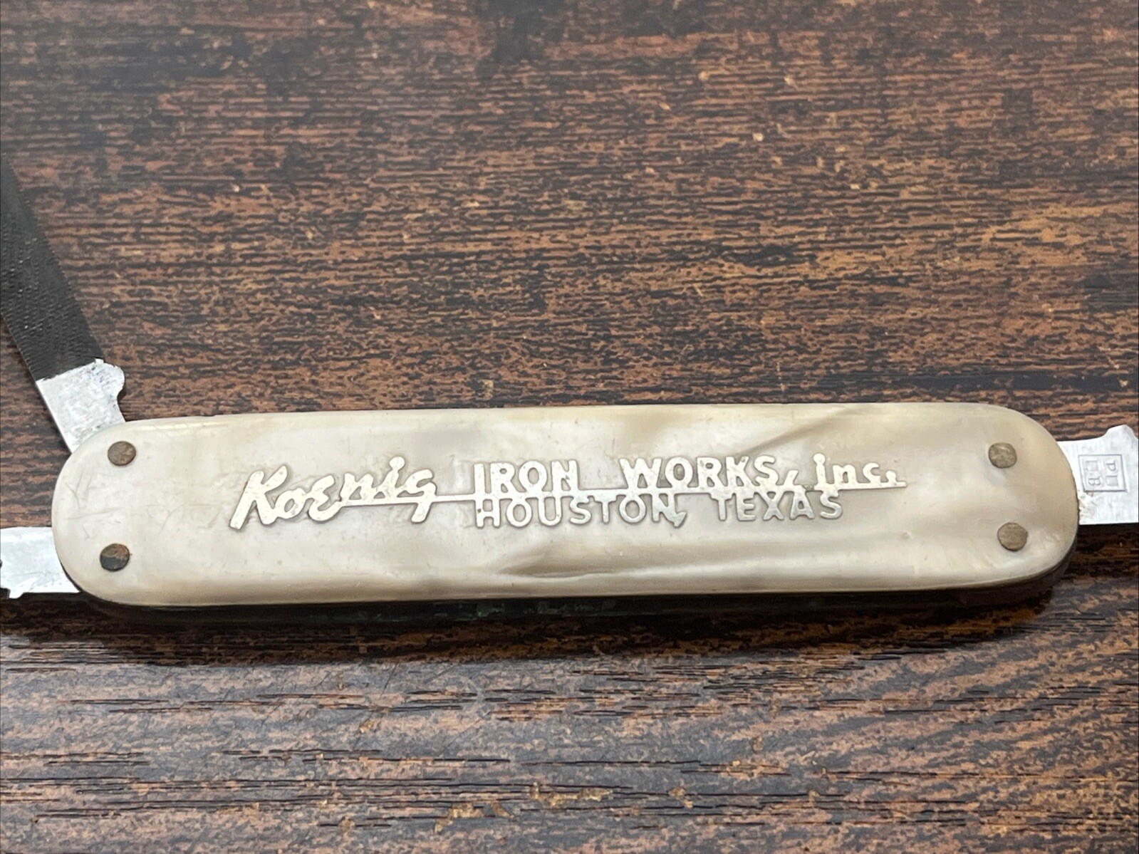 Vintage Solingen Germany Pocket Knife Koenig Iron Works Houston TX Collectible
