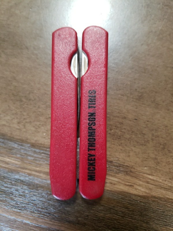 VINTAGE MICKEY THOMPSON TIRES BRANDED MULTI TOOL WITH CASE PLIERS KNIFE