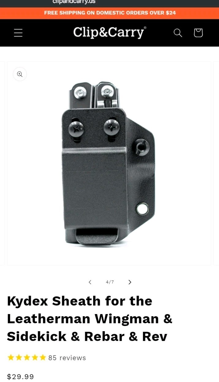 Clip & Carry Kydex Multitool Sheath Fits Leatherman: Wingman,Sidekick,Rebar,Rev