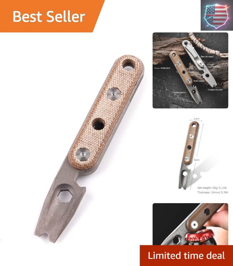 EDC Pry Bar Multi Tool Titanium with Pocket Clip Multi Functions Bottle Opene…