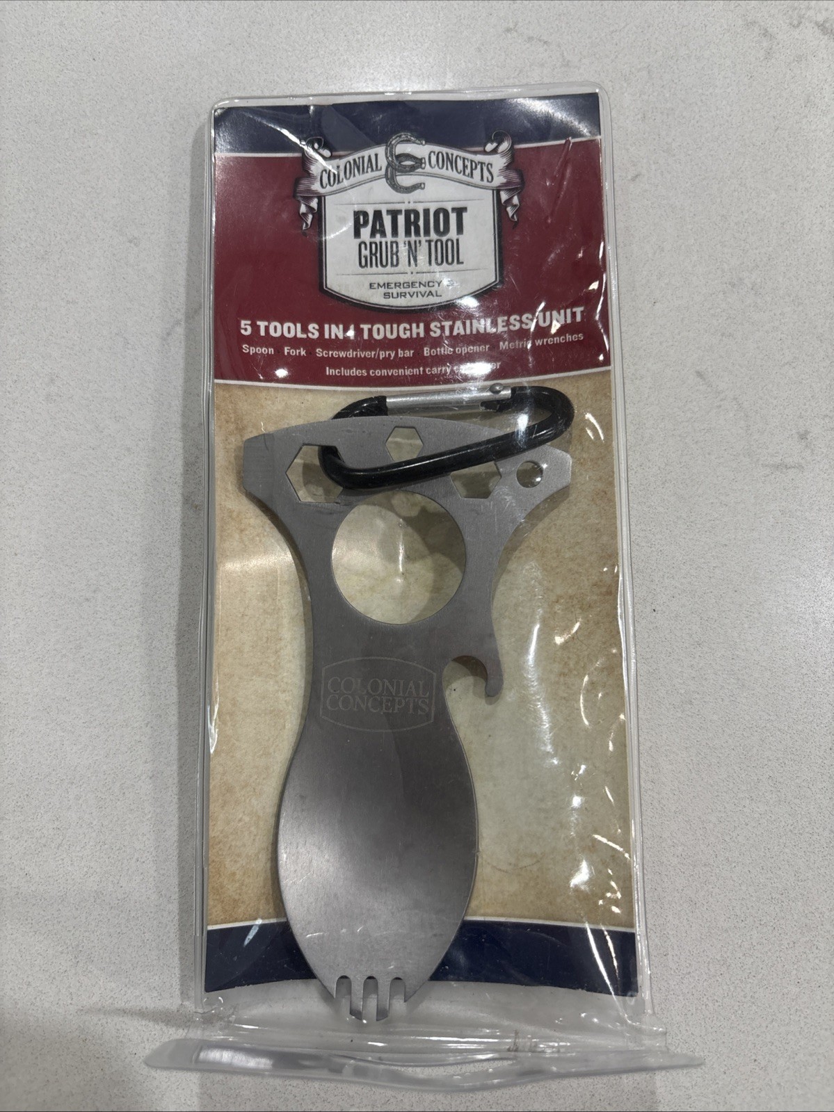 5 Tools in 1 Stainless PATRIOT GRUB N TOOL * Emergency & Survival Tool * NEW