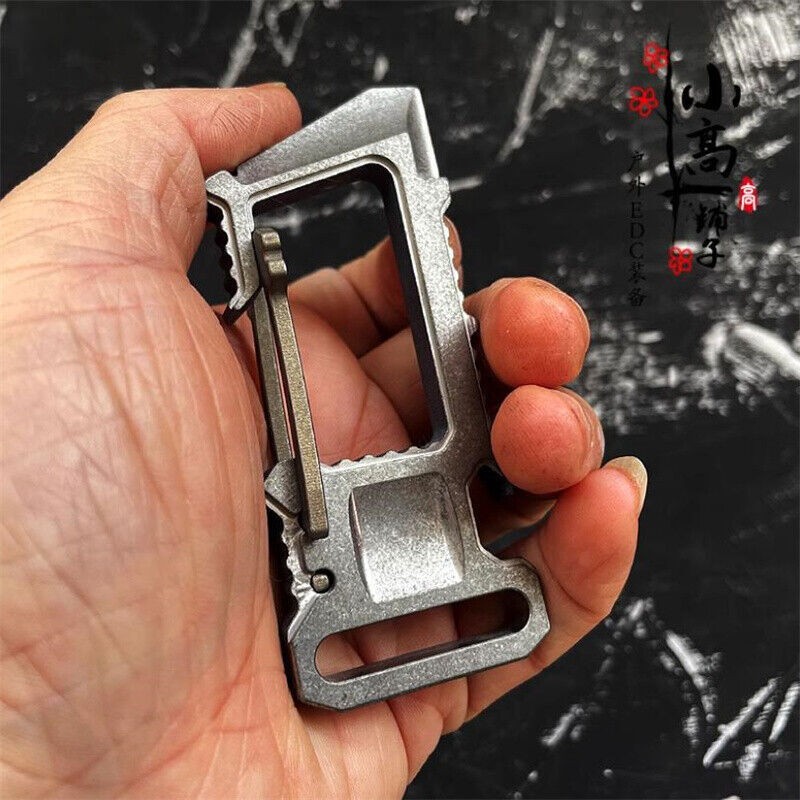 Outdoor Camping Multi Tool TC4 Titanium Alloy Keychain EDC Carabiner Crowbar