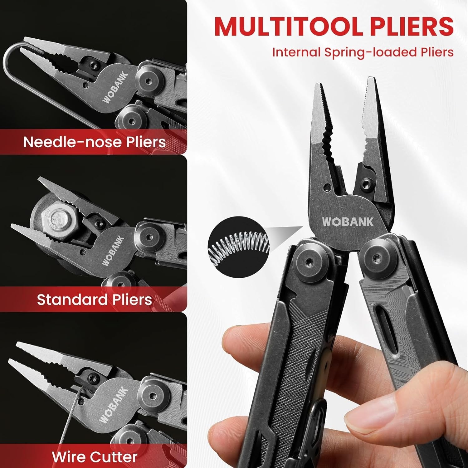 Compact 33-in-1 Multitool with Damascus Knife & Luminous Strip for Low-Light Use