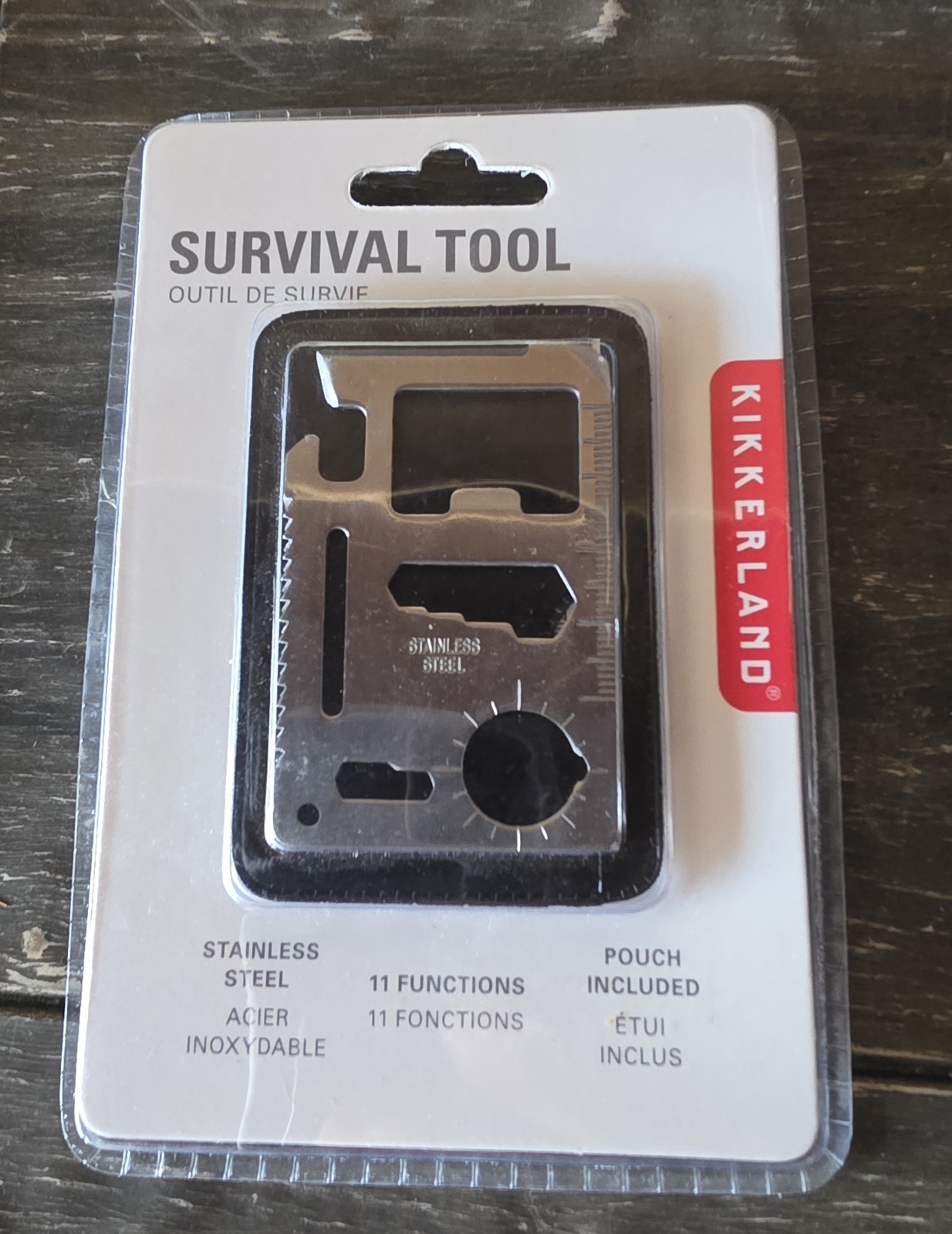 New in Package Kikkerland Survival Tool 11 Functions Stainless Steel with Pouch