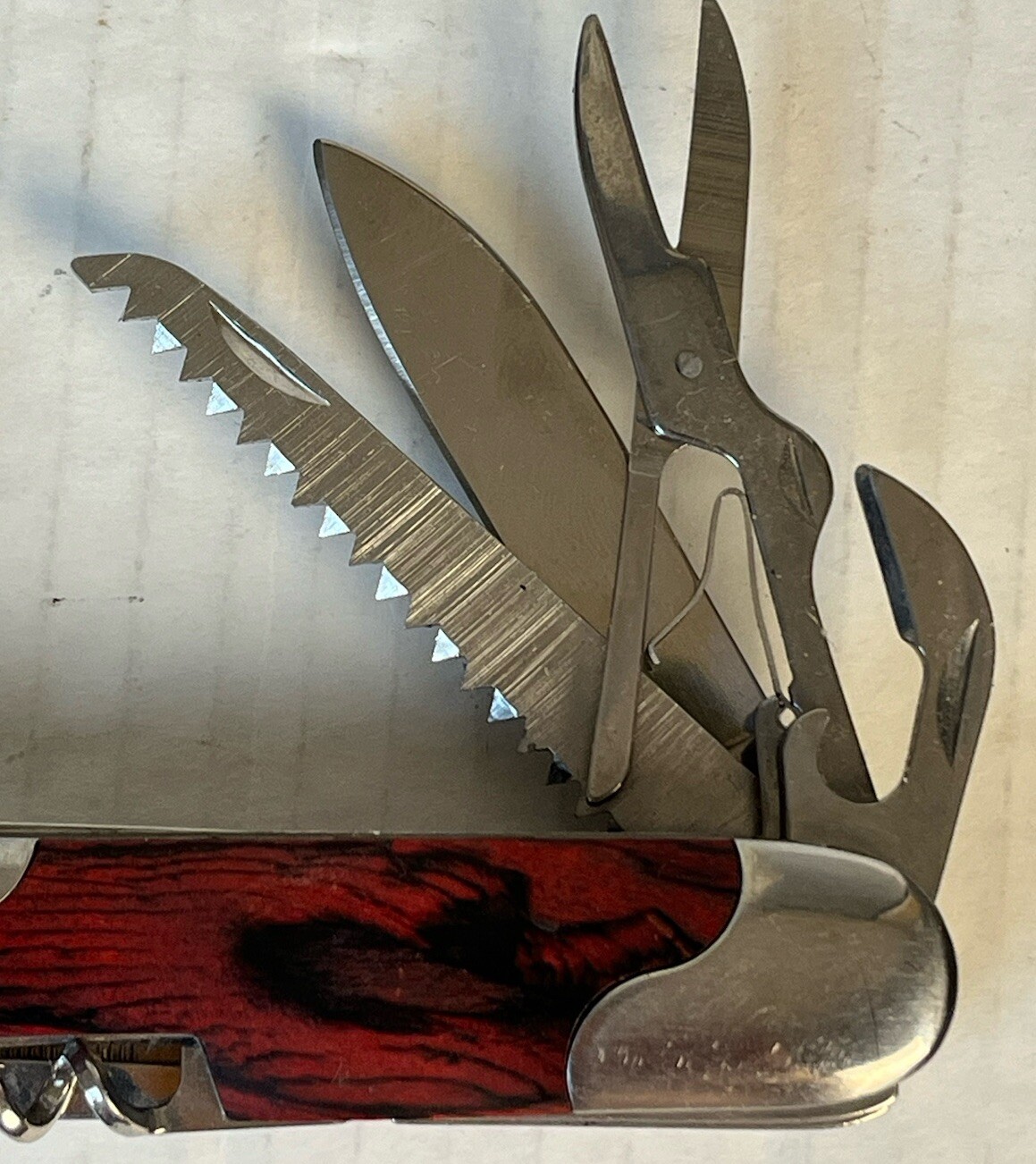 NRA Pocket Multi-Tool Camp Knife w/ Wooden Inlay 10 in 1 Tool
