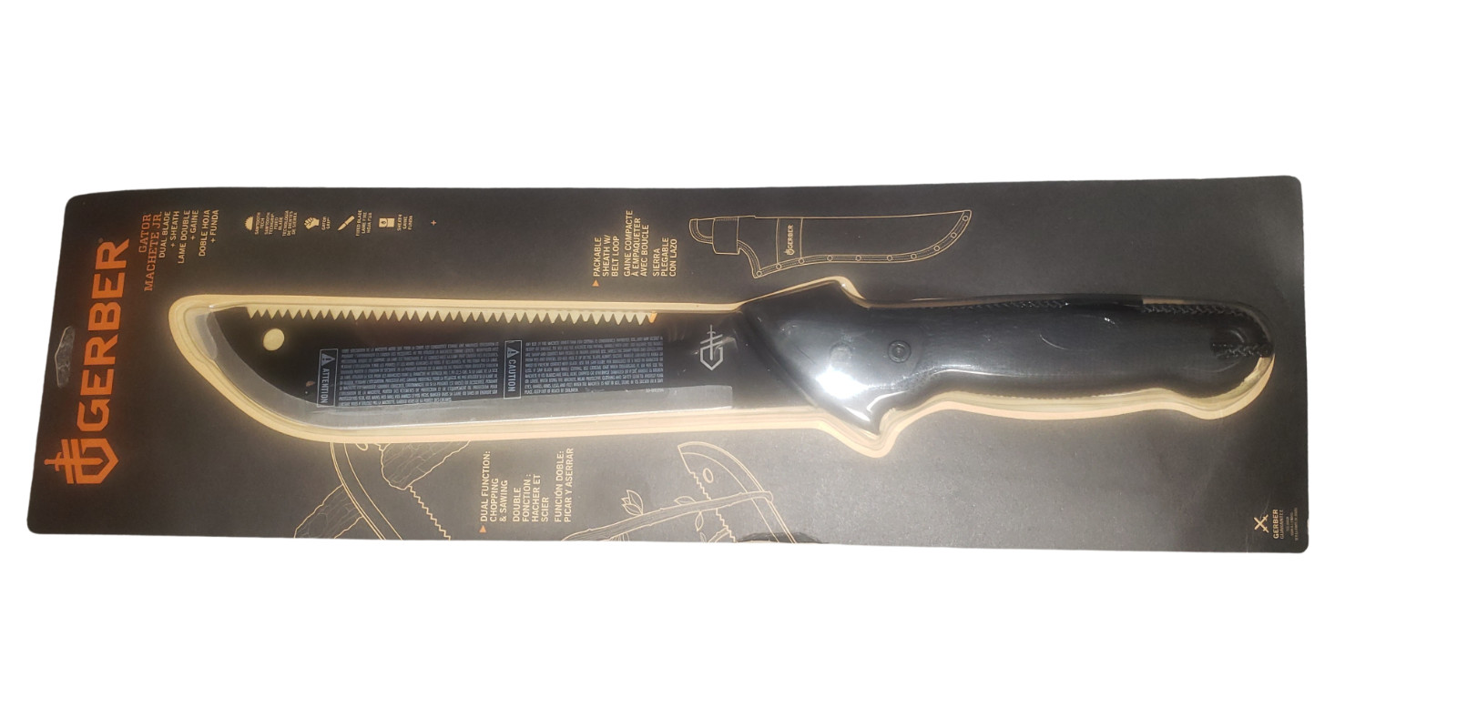 New Gerber Gator Machete Jr Junior Dual Blade and Sheath Integrated Saw Lanyard