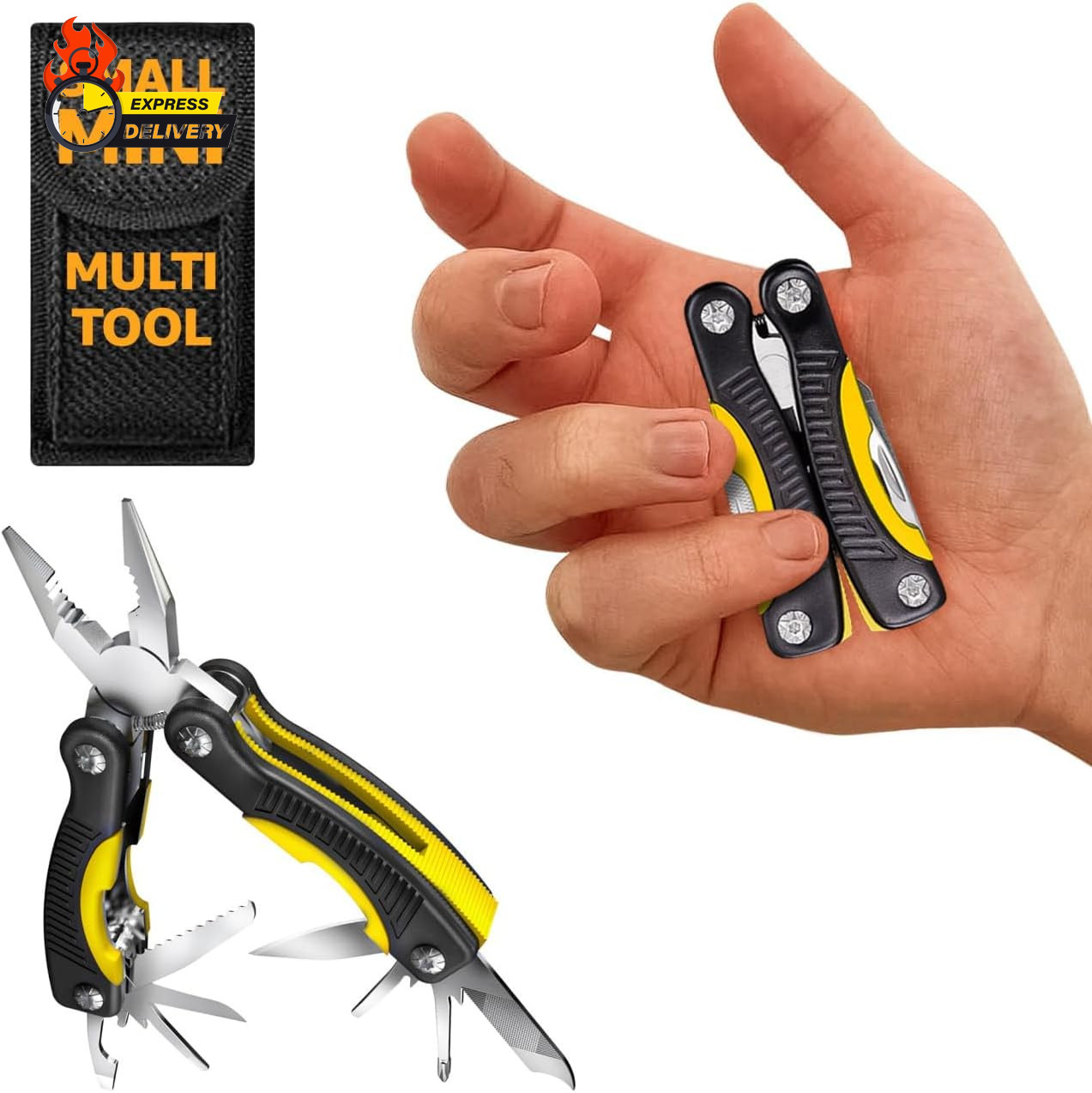Mini Multitool Knife 12 in 1 – Small Pocket Multi Tool with Knife and Pliers – B