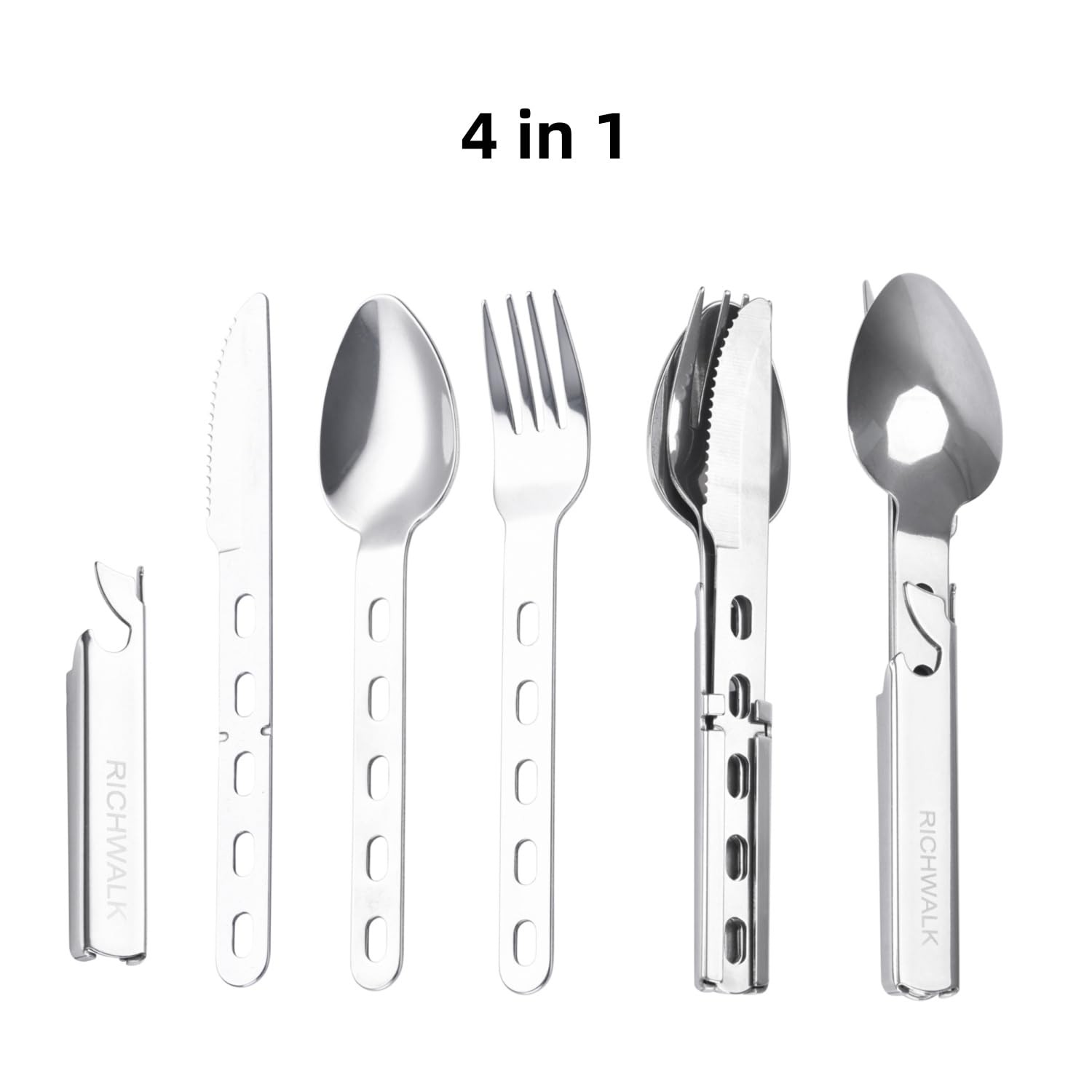 4-in-1 Camping Length: 6.30 in ,Thickness: 0.78 in,Width: 2.36 in, Silver