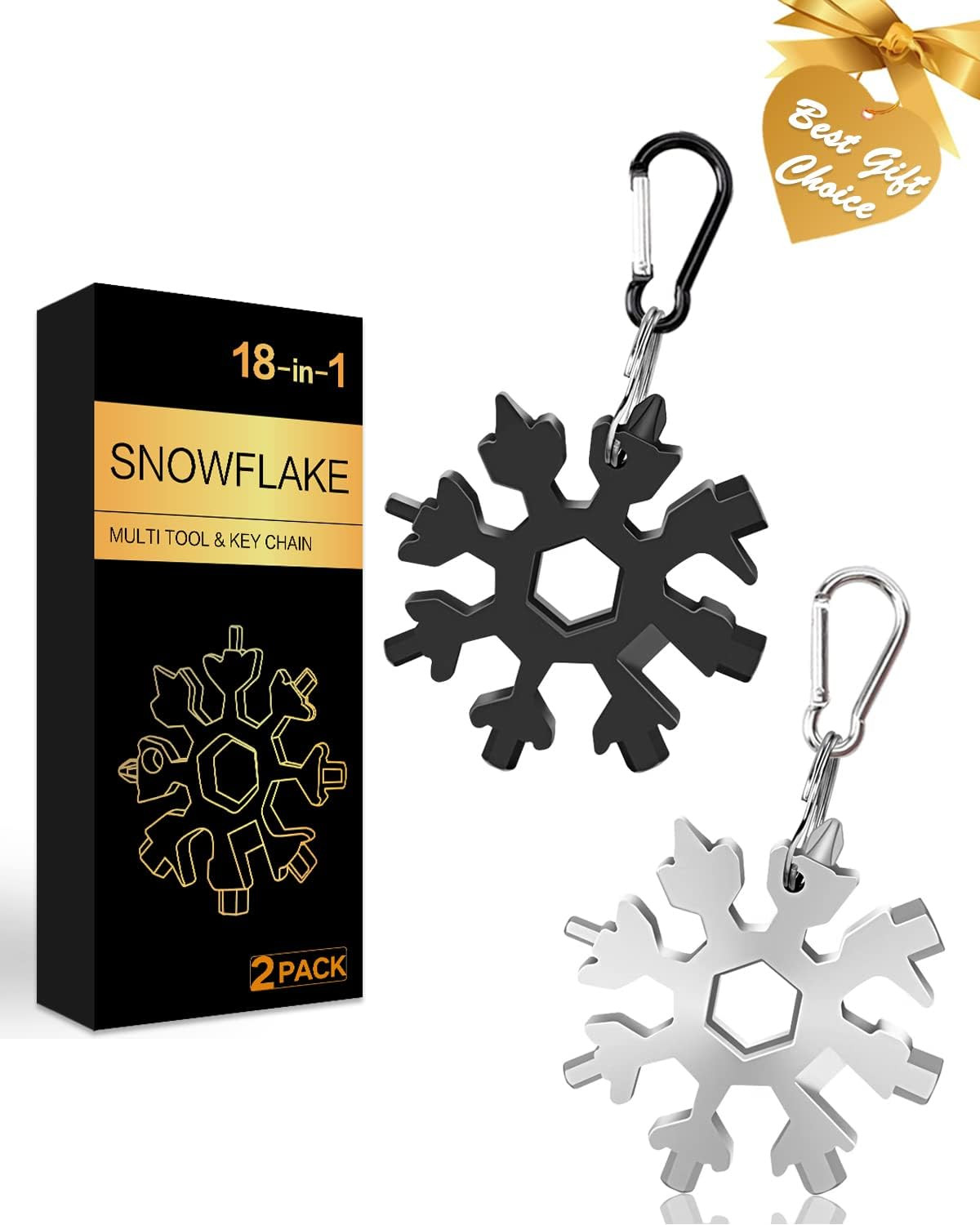 Stocking Stuffers for Adults Men, 2 Pack 18 in 1 Snowflake Multitool, Christmas