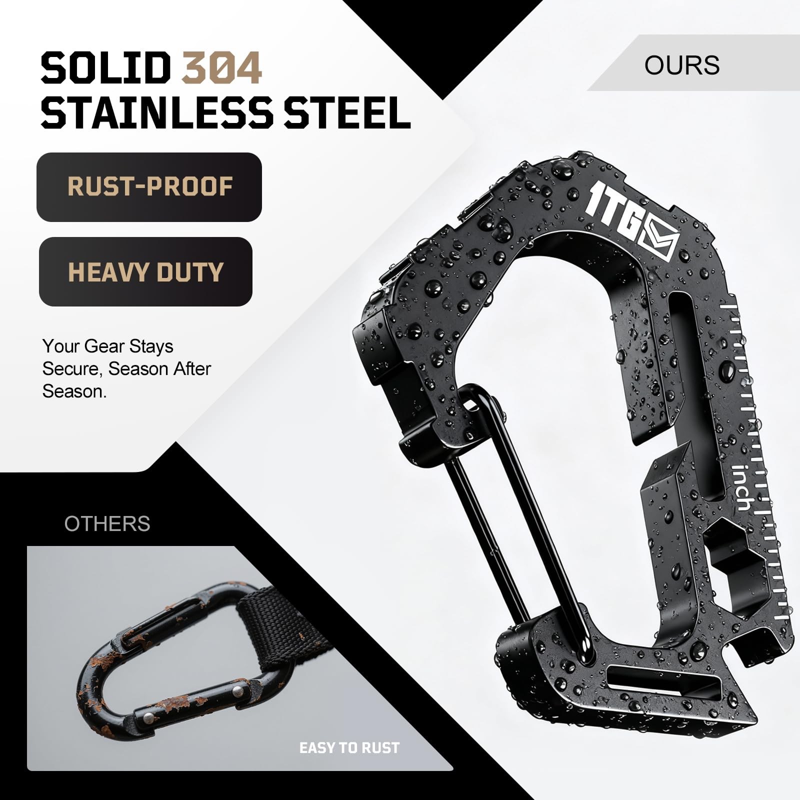 Heavy Duty MOLLE Gear Clip, 304 Stainless Steel Metal Connector for 1″ & 1.5″…
