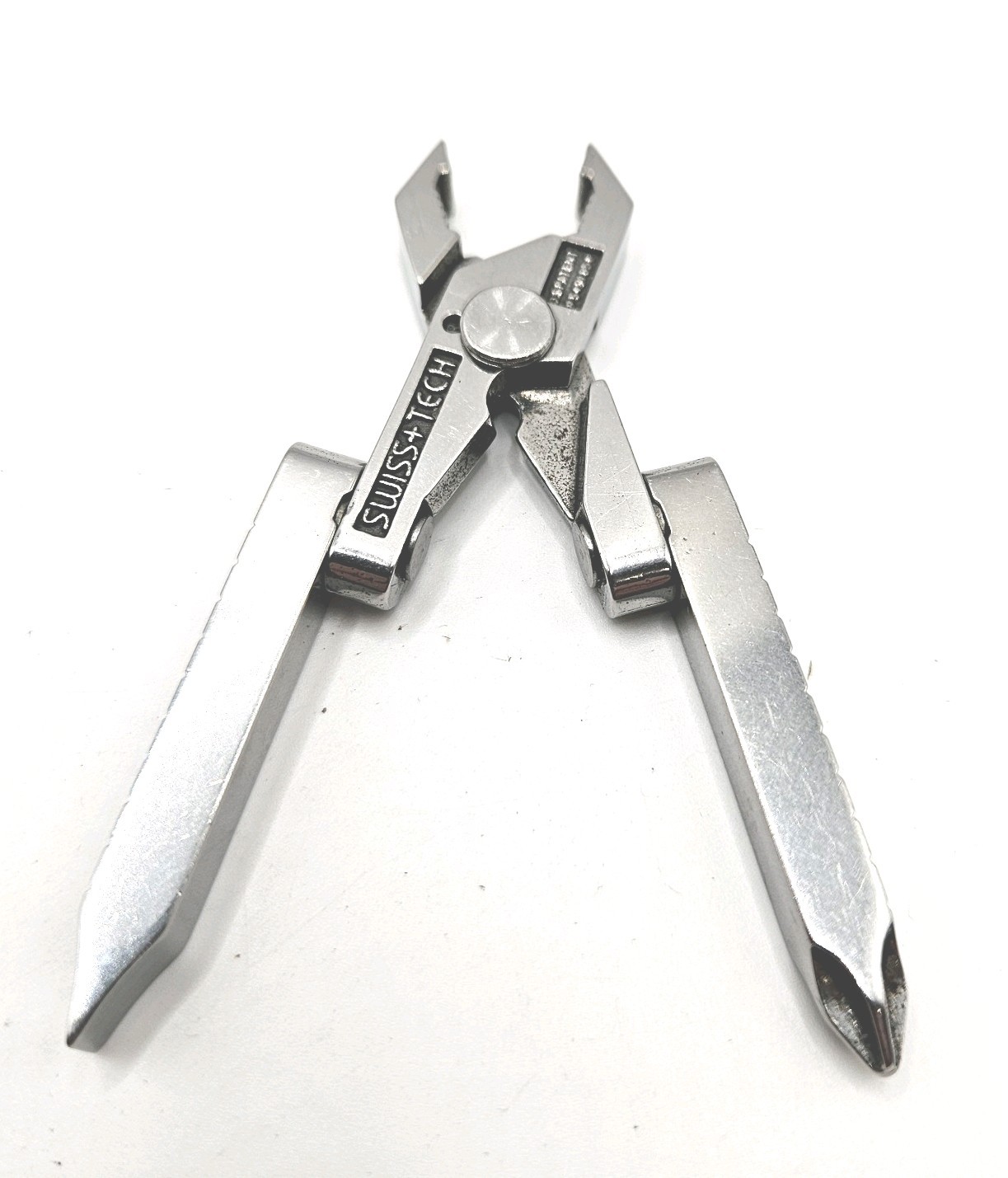 COOL VINTAGE SWISS+TECH USA MICRO MULTI TOOL STEEL PLIERS SCREWDRIVER rare old