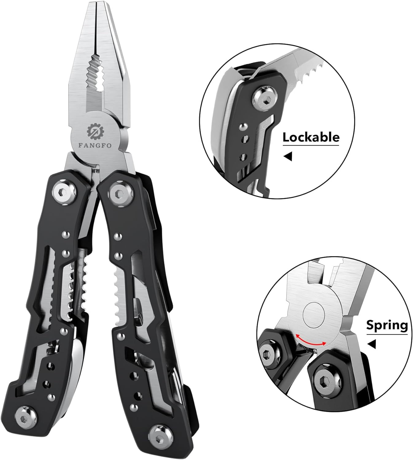 14-In-1 Multitool with Safety Locking, Professional Stainless Steel Multitool Pl