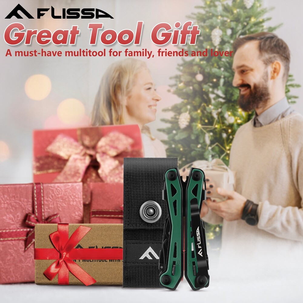 FLISSA 16-in-1 Multi Tool Pliers EDC Stainless Steel Multitool with Pocket Knife