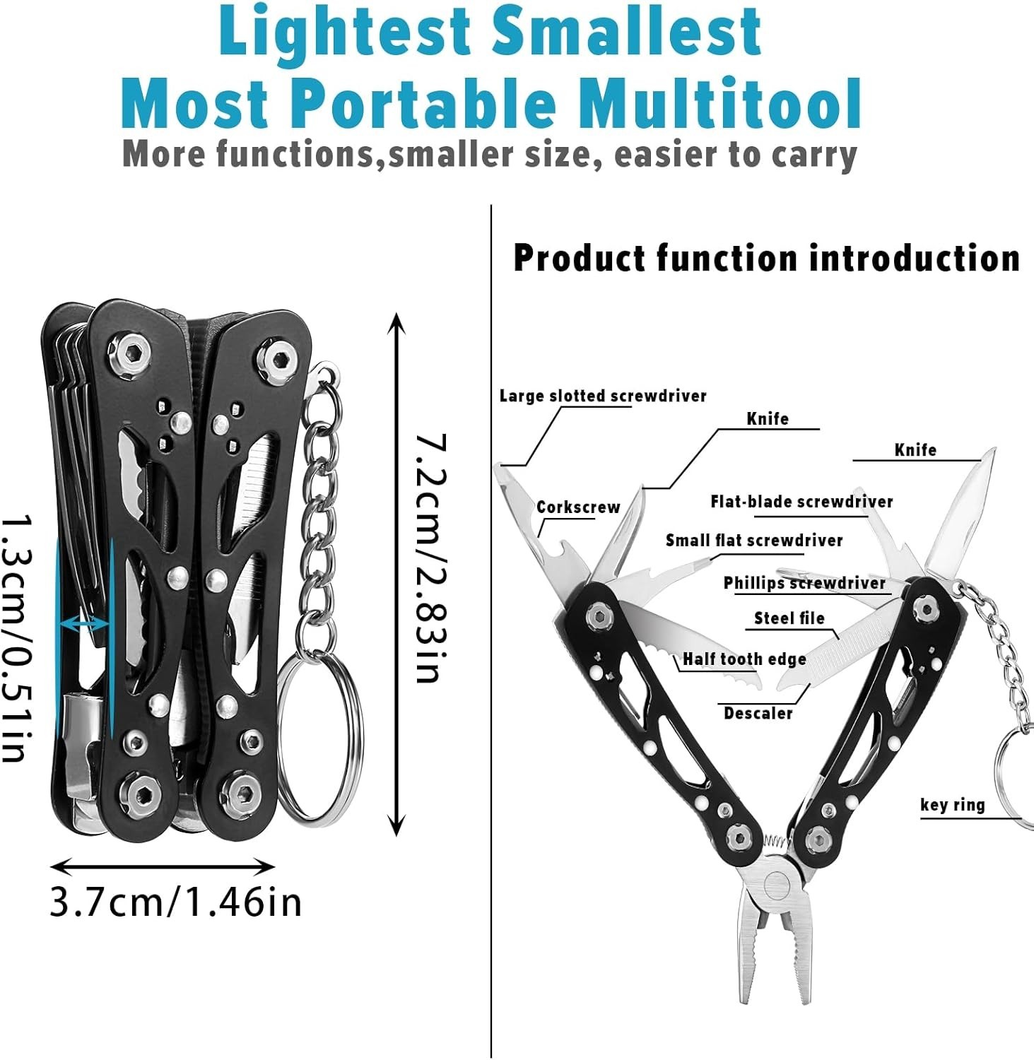Mini Multi Function Pliers, Leatherman Multitool, 11 In 1 Multitool Pliers Multifunction
