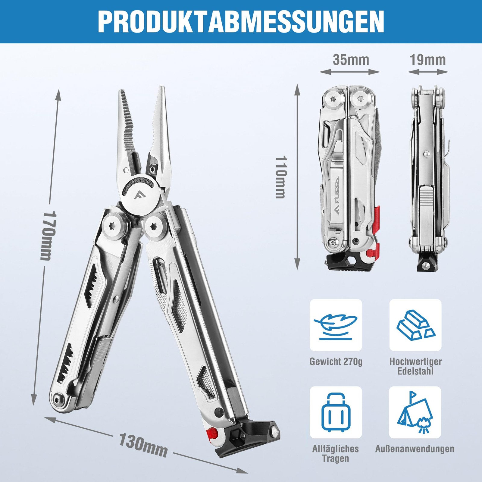 Multifunction Pliers 19in1, Multitool with Glass Breaker and Fire Starter, Foldable…