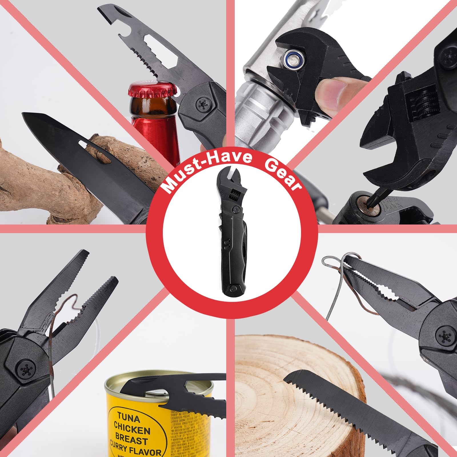 19-in-1 Multitool Wrench – Stainless Steel Adjustable Wrench with Pliers, Kni…