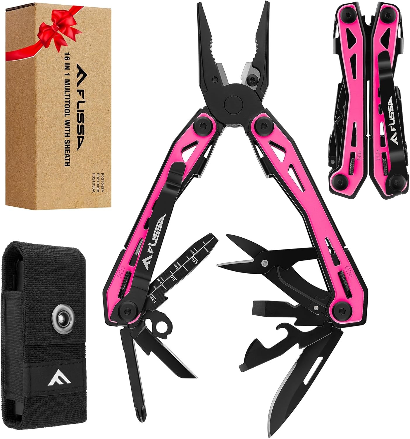 16-in-1 Pink Multi Tool Pliers Gifts Men Women Stainless Steel EDC Multitool W/