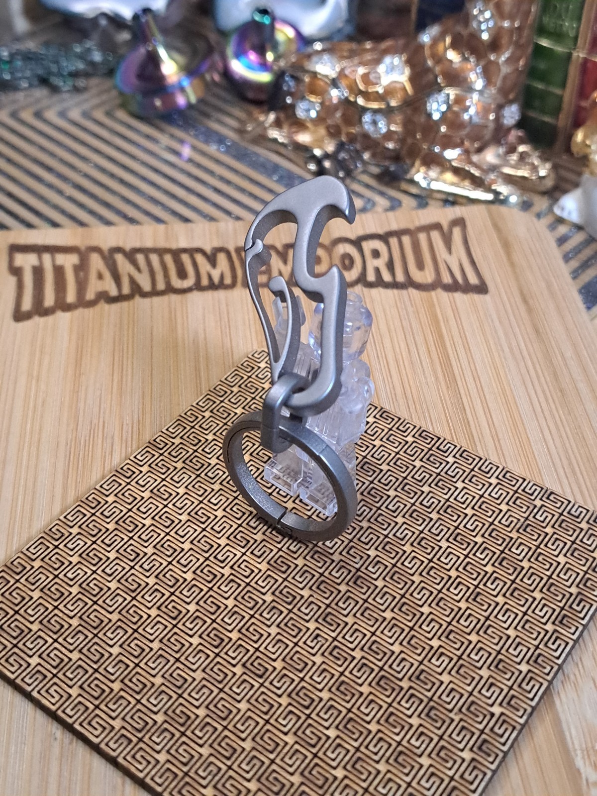 Mini EDC Titanium Carabiner Keychain With Built-in Bottle Opener