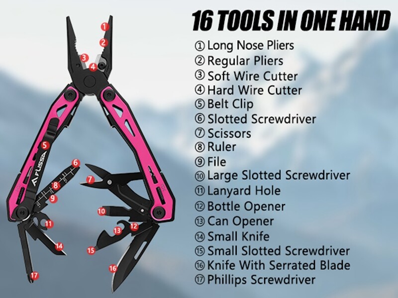 FLISSA 16-in-1 Multi Tool Pliers Self-locking Multipurpose Stainless Steel Knife