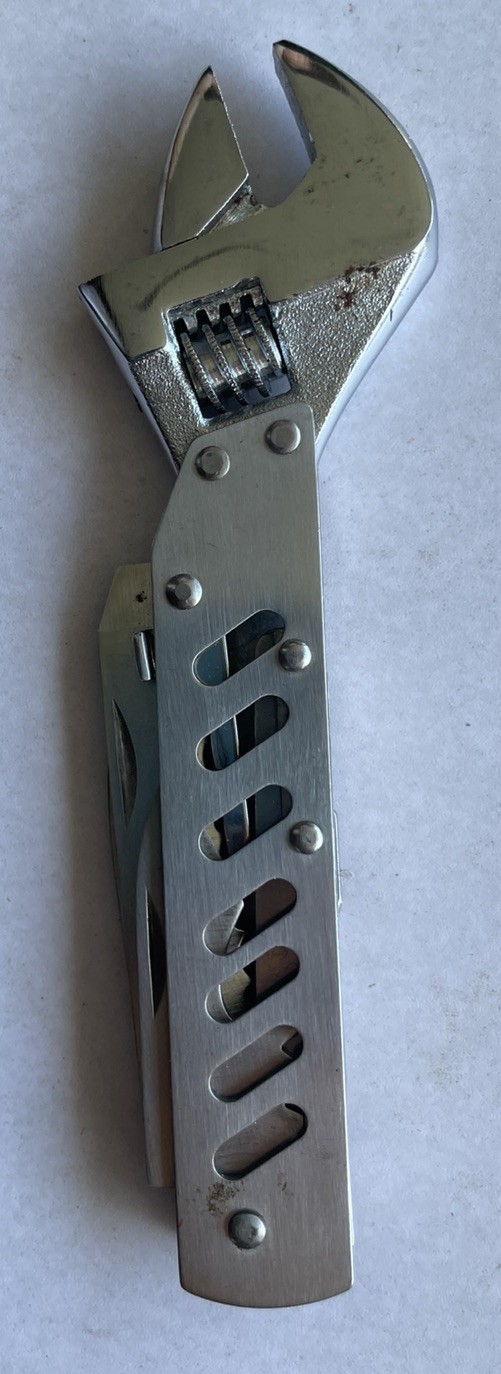 Adjustable Wrench Multi Tool w/ Screwdriver Knife Stainless 6”