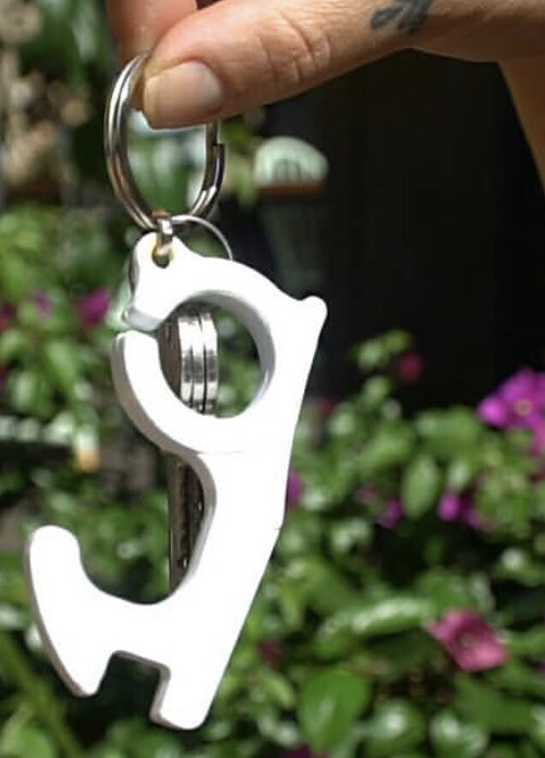 NO TOUCH Hands-Free Door Opener / Button Pusher Hook Key Chains w/ KEY RING /ABS