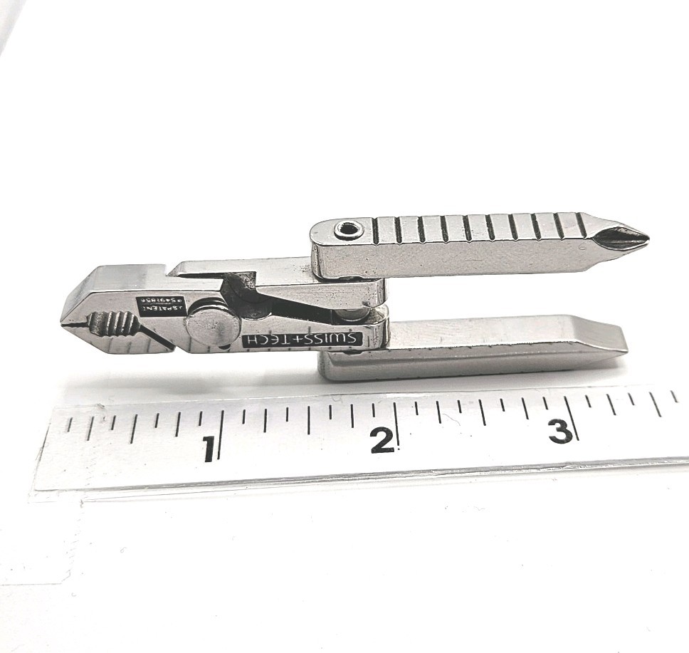 COOL VINTAGE SWISS+TECH USA MICRO MULTI TOOL STEEL PLIERS SCREWDRIVER rare old