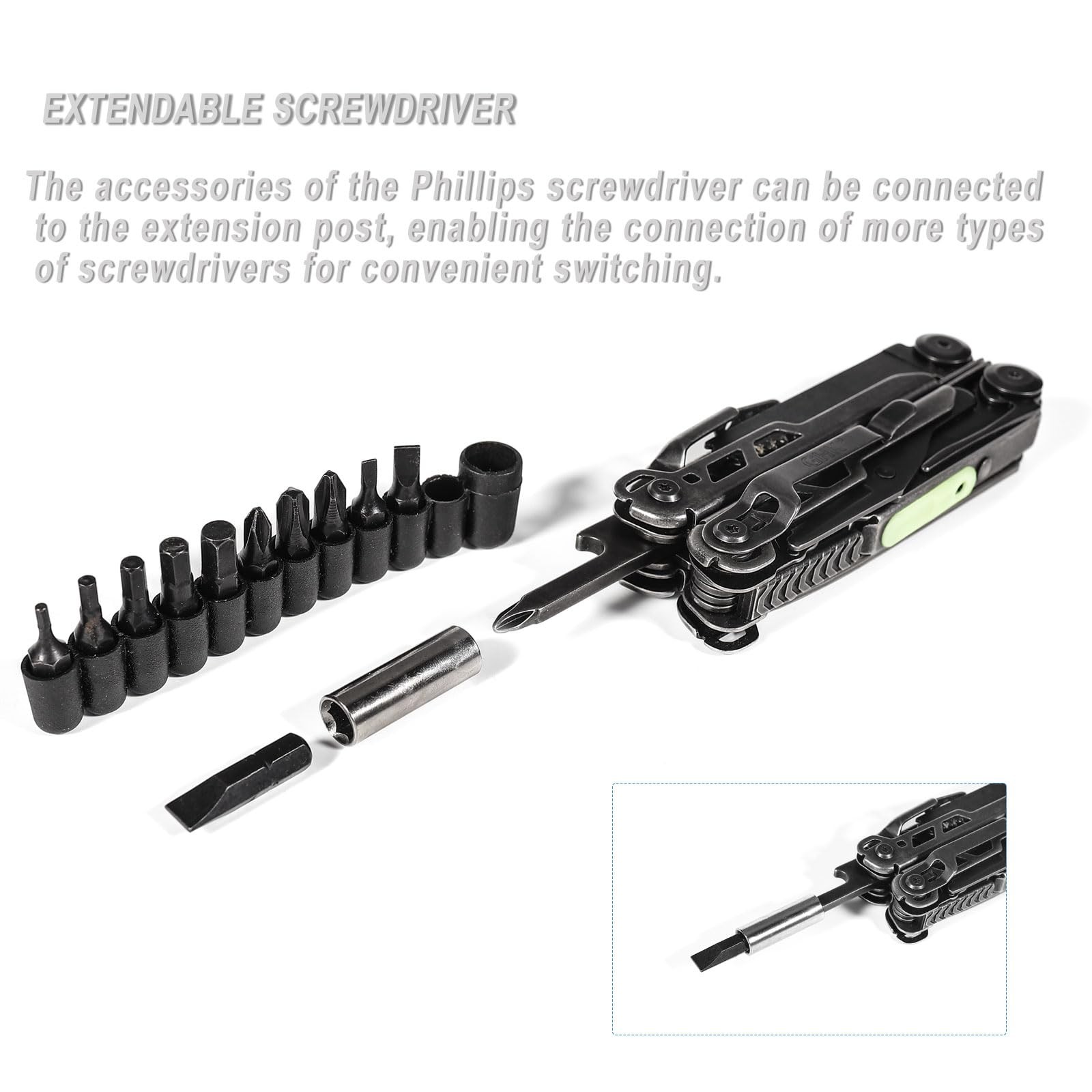 Multitool, 25-in-1 Spring Loaded Pliers Multi Tool, Each Tools with Safety Lo…