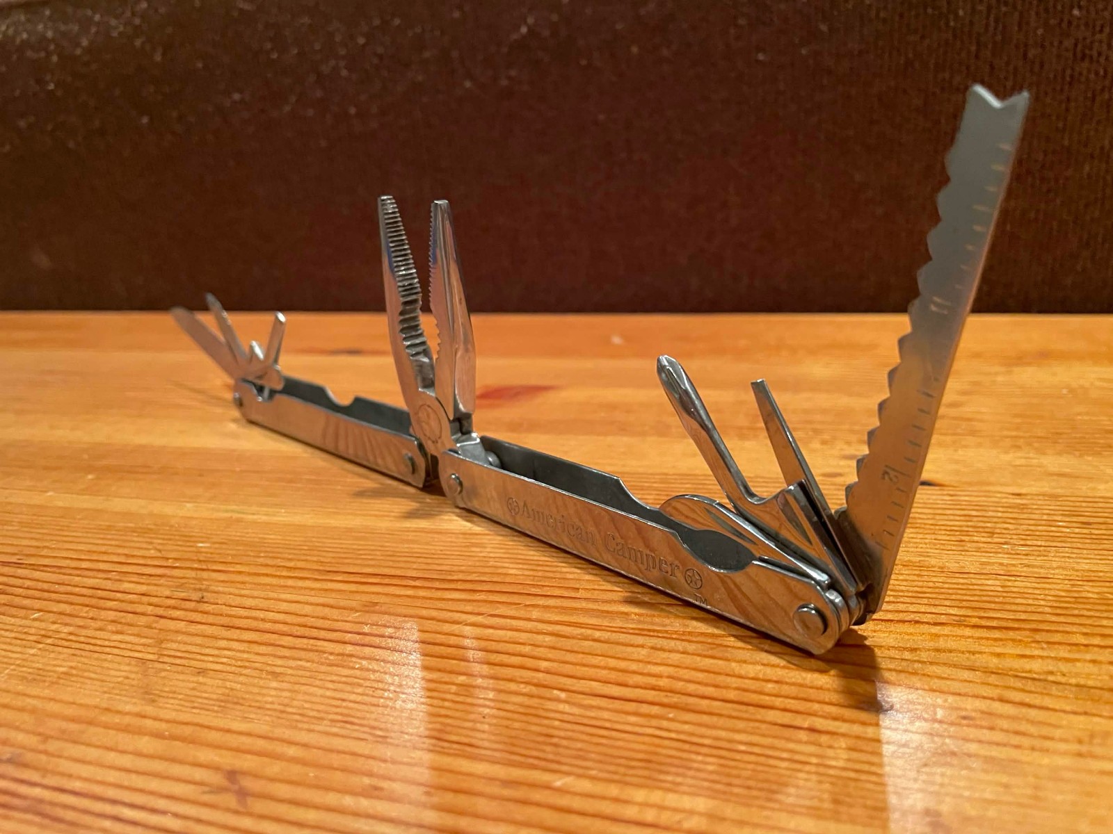 AMERICAN CAMPER BRAND STAINLESS STEEL MULTI TOOL COMBO PLIER GOOD CONDITION!