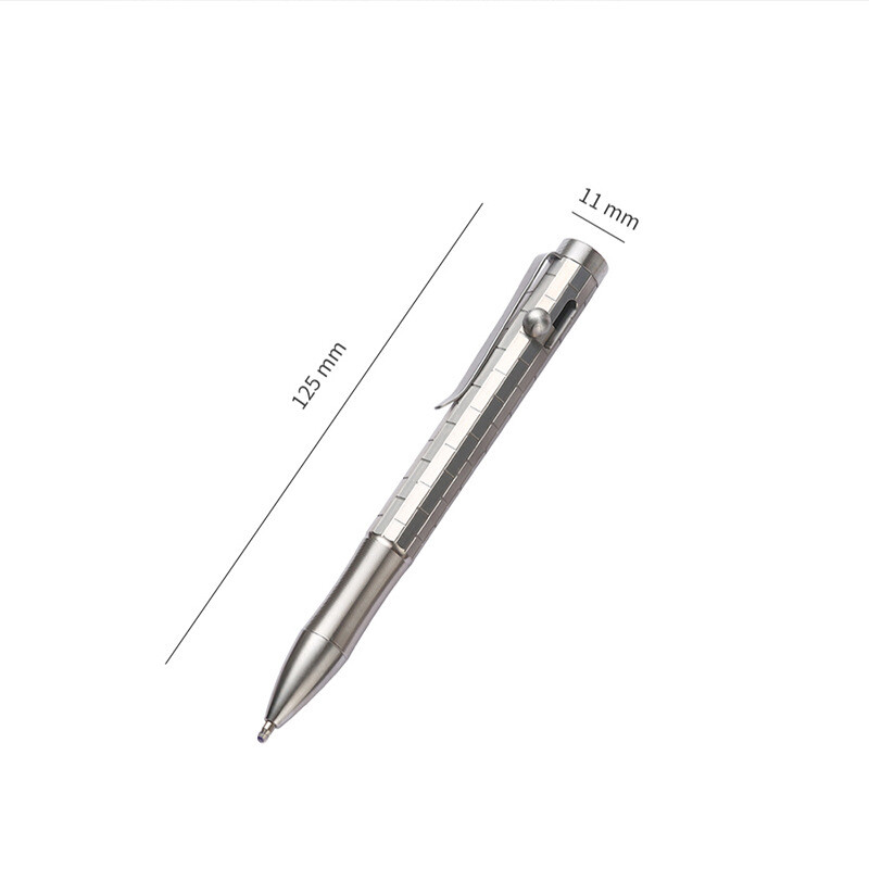 Titan Alloy Pen 4.92″ Ballpoint Pen with Pocket Clip Refillable Compact Size