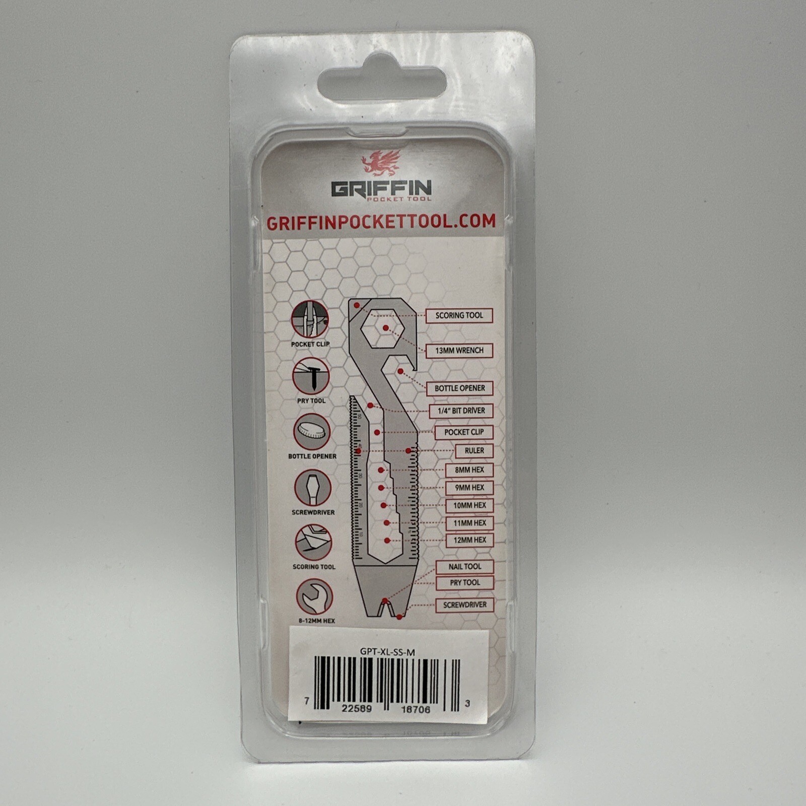 Griffin Pocket Tool GPT XL Metric Stainless Steel One Piece Construction XLSSM
