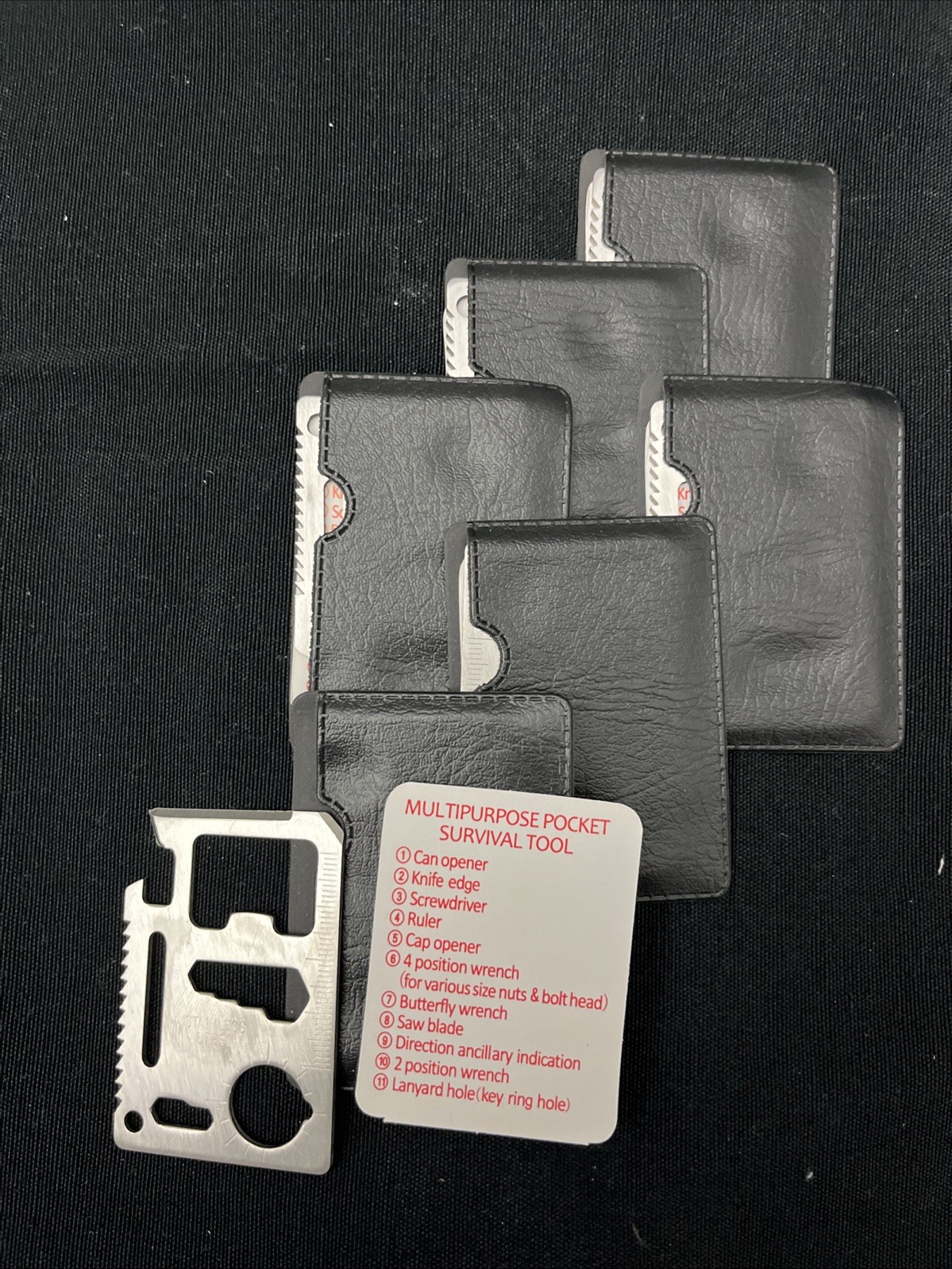 Lot Of 5 Stainless Steel Multipurpose Pocket Survival Tool with Leather Sleave