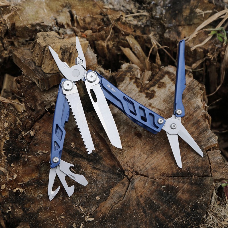 NexTool Flagship Pro Multi Tool Blue Stainless Steel Handles Belt/Cord Cutter