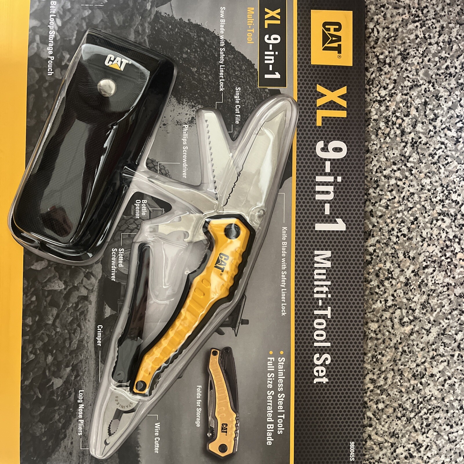 CAT XL 9-in-1 Multi-Tool Set, Stainless Steel Tools with Belt Loop Storage Pouch