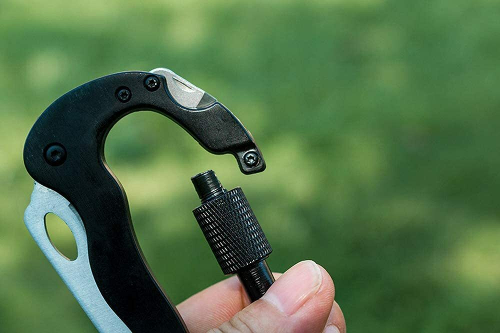 Survival Camping EDC Gear Multi-Tool Carabiner Keychain Key Holder Screwdriver