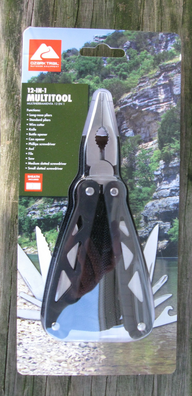 NEW 12-1 Multi-Tool Black Long NosePliers Wire Cutter Knife Etc W/Holder Camping