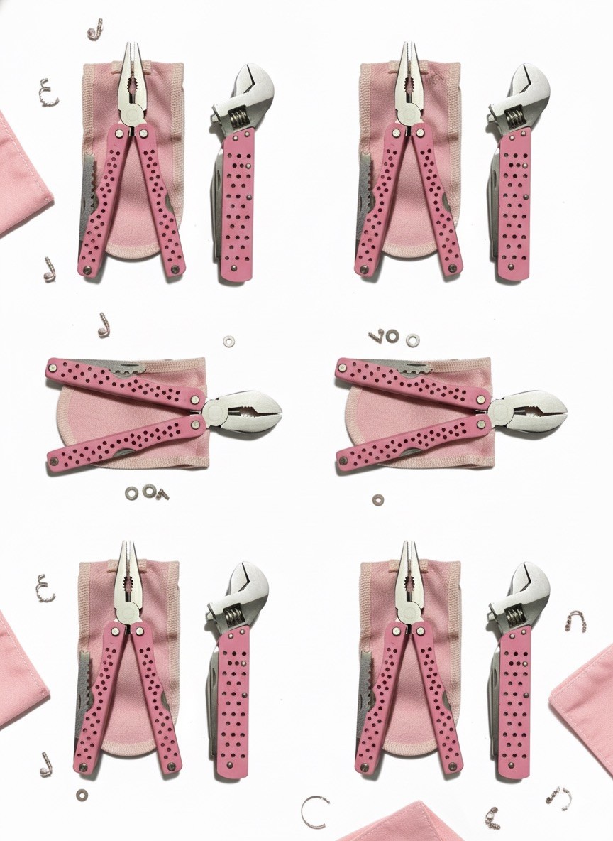 Lot Of 5 Tools For Her 14 in 1 Multifunctional Tool & Wrench Set Pink