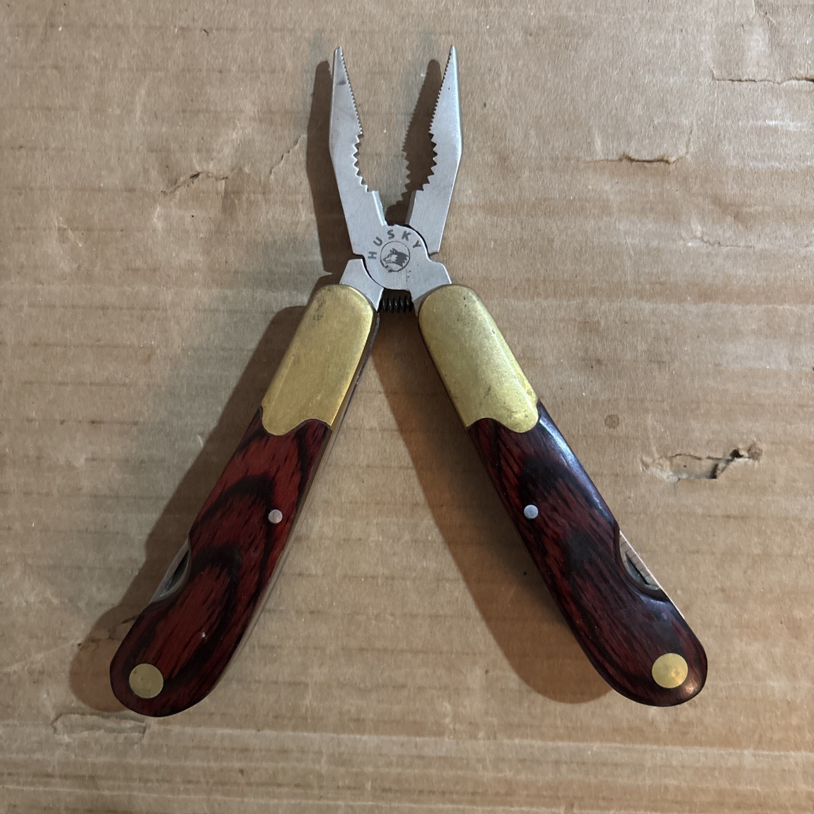 Vintage Husky 25 Years 25th Anniversary Limited Edition Multi-Tool Brass & Wood
