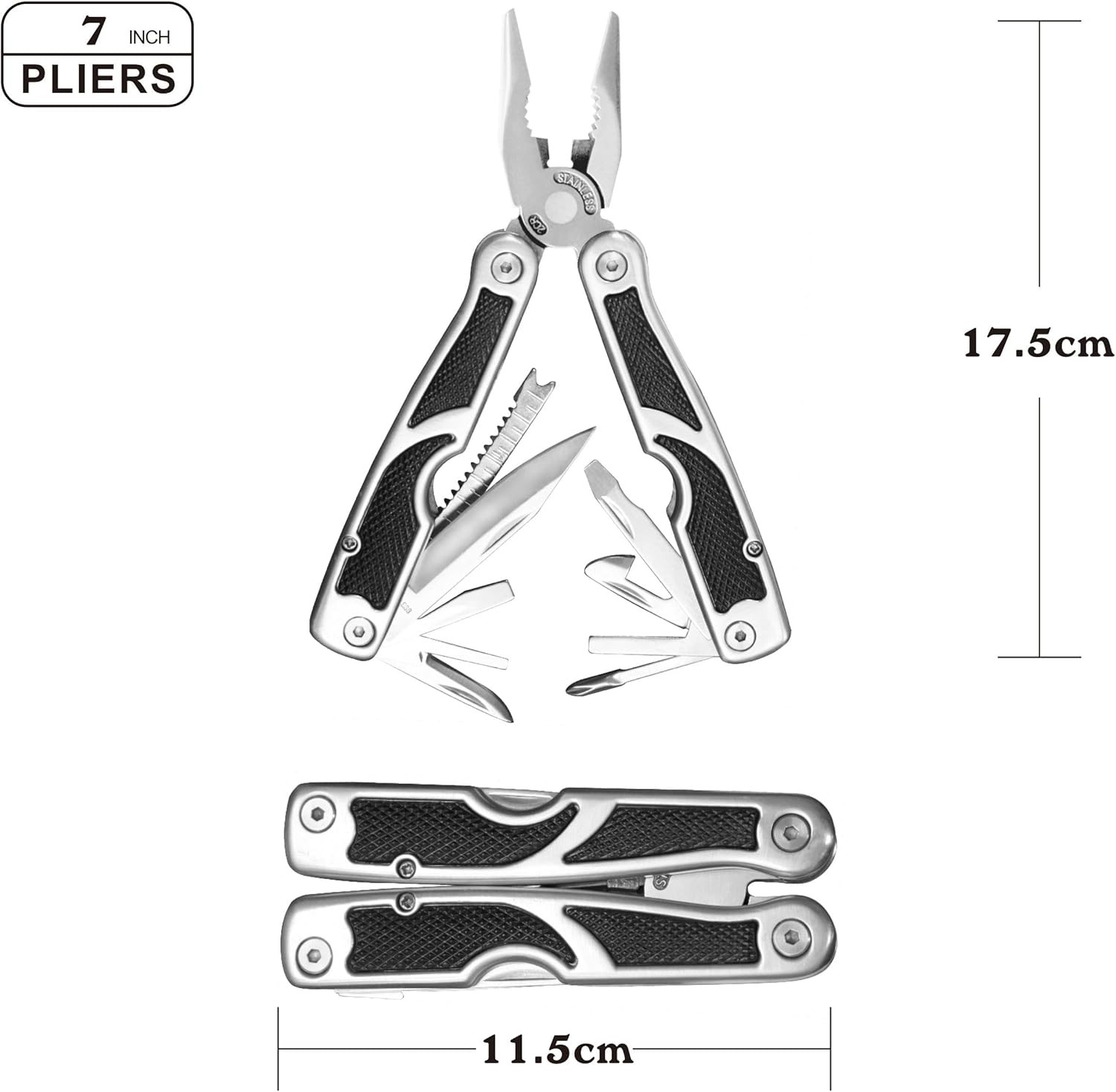 PLB027 Stainless Steel Multi-Function Plier. 27 Functions with Knife, Fish Scale