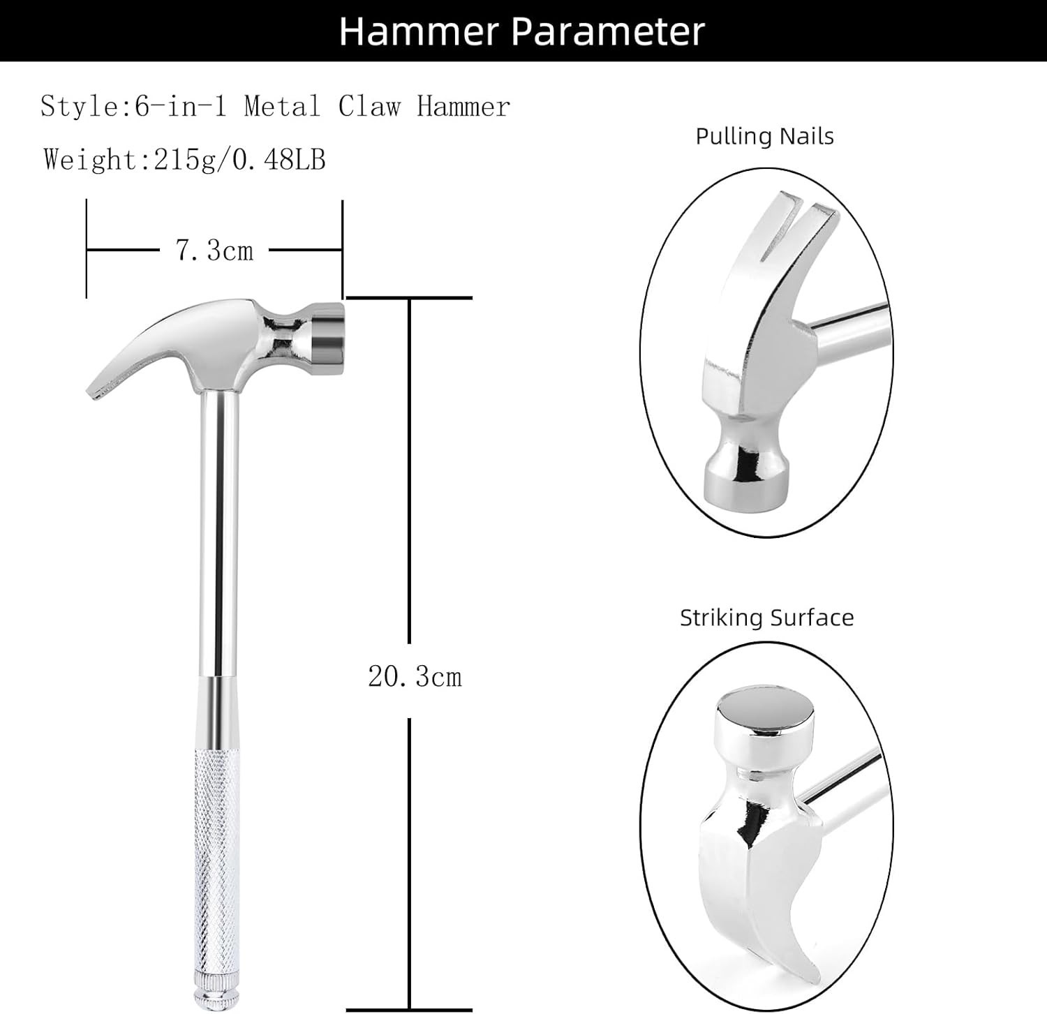 Mini Metal Hammer 6 in 1 with Slotted/Flat Head Phillips Screwdriver Claw Ham…
