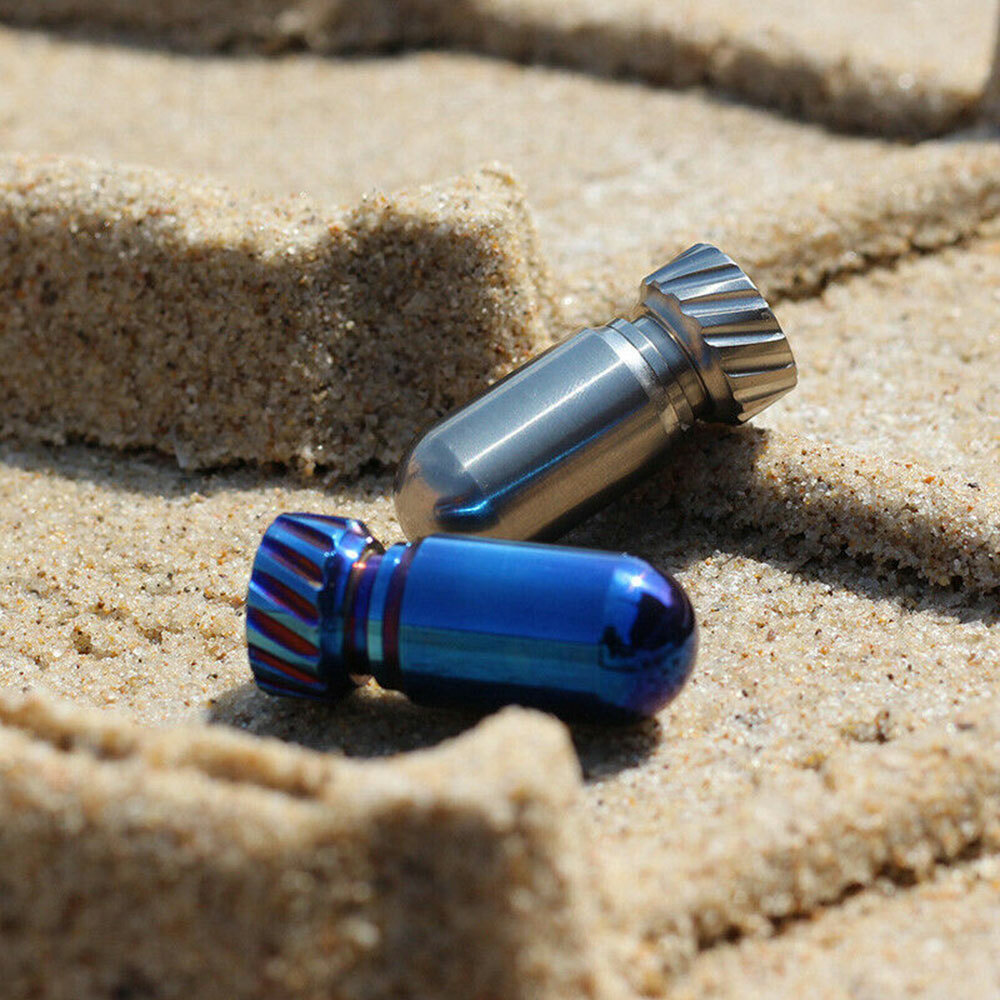 EDC Titanium Multi Tools Waterproof Mini Medicine Bottle Key Pendant Box kit