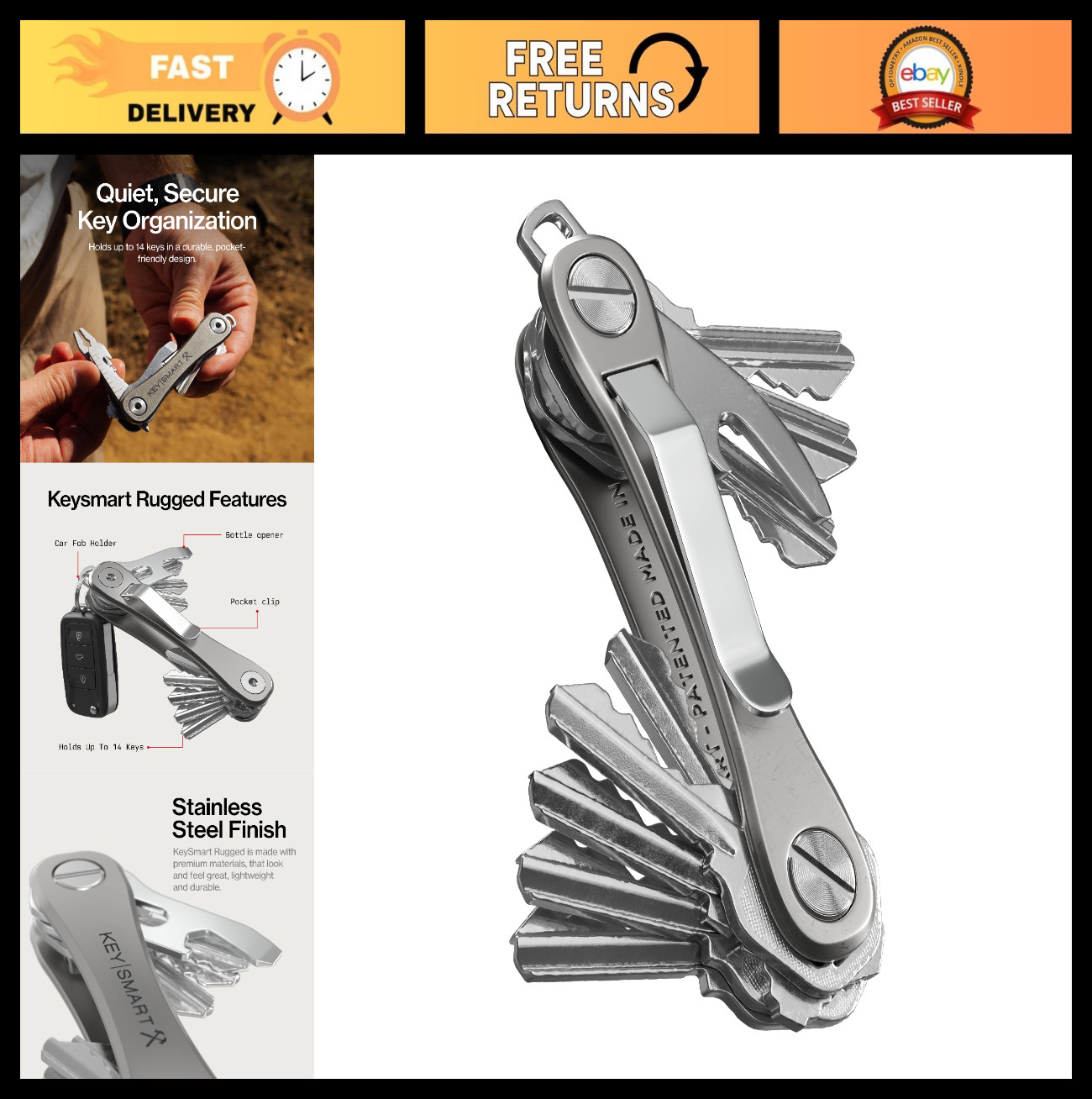 Rugged Multitool Key Holder – Keychain Organizer with Bottle Opener & Pocket Cli