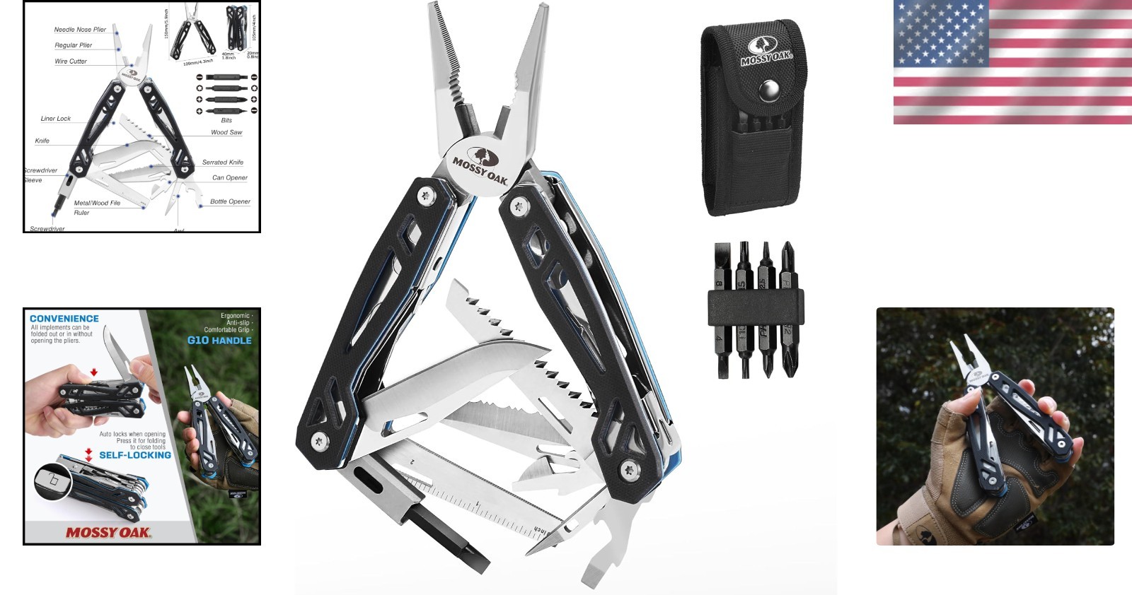 21-in-1 Stainless Steel Multitool with G10 Handle – Ultimate Outdoor Companion