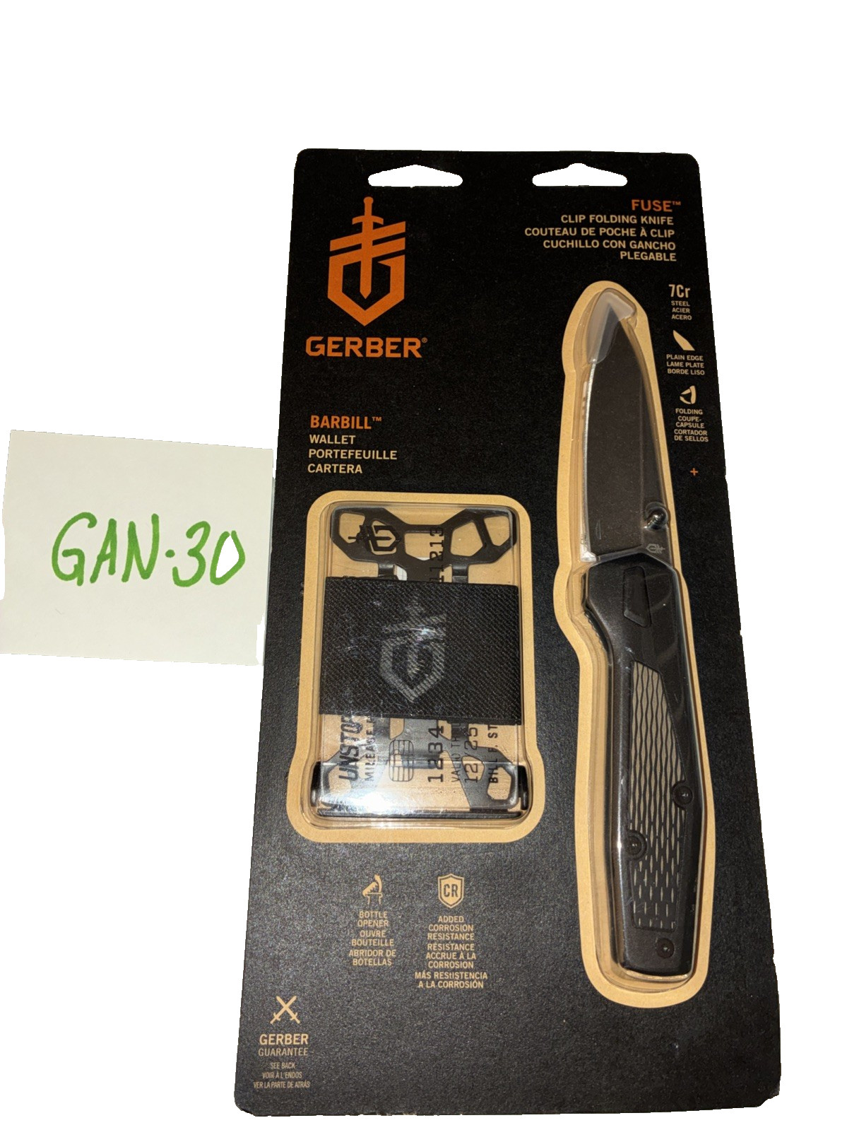 GERBER Fuse Folding knife & Barbill Wallet – NEW – 2 Piece Set (GAN-30)