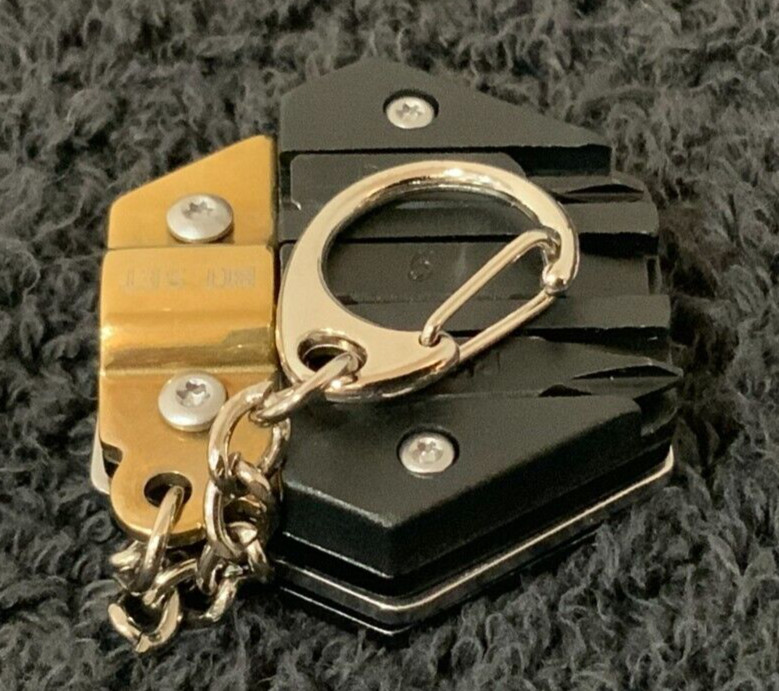 Gold HEX 2 Blade 3 Tools Keychain