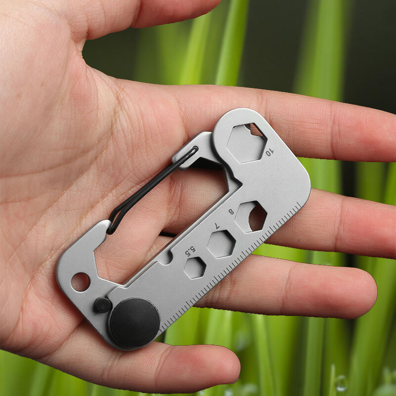 9 in 1 Multifunction Tool Outdoor Camping Hiking Bicycle Carabiner EDC Key Chain